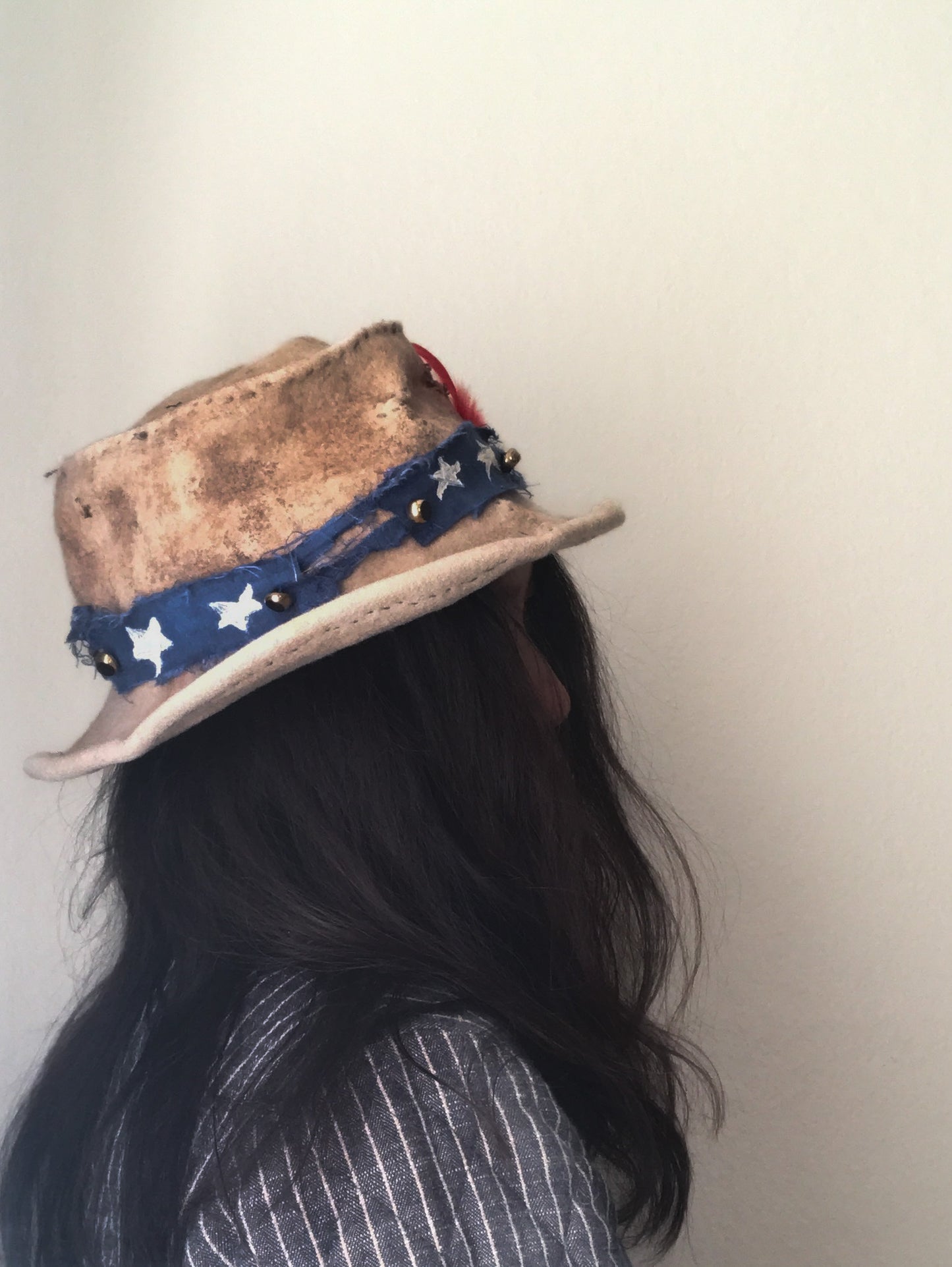 Weathered fur felt bucket hat, mud aged - Speculator- Tomoko Tahara millinery works