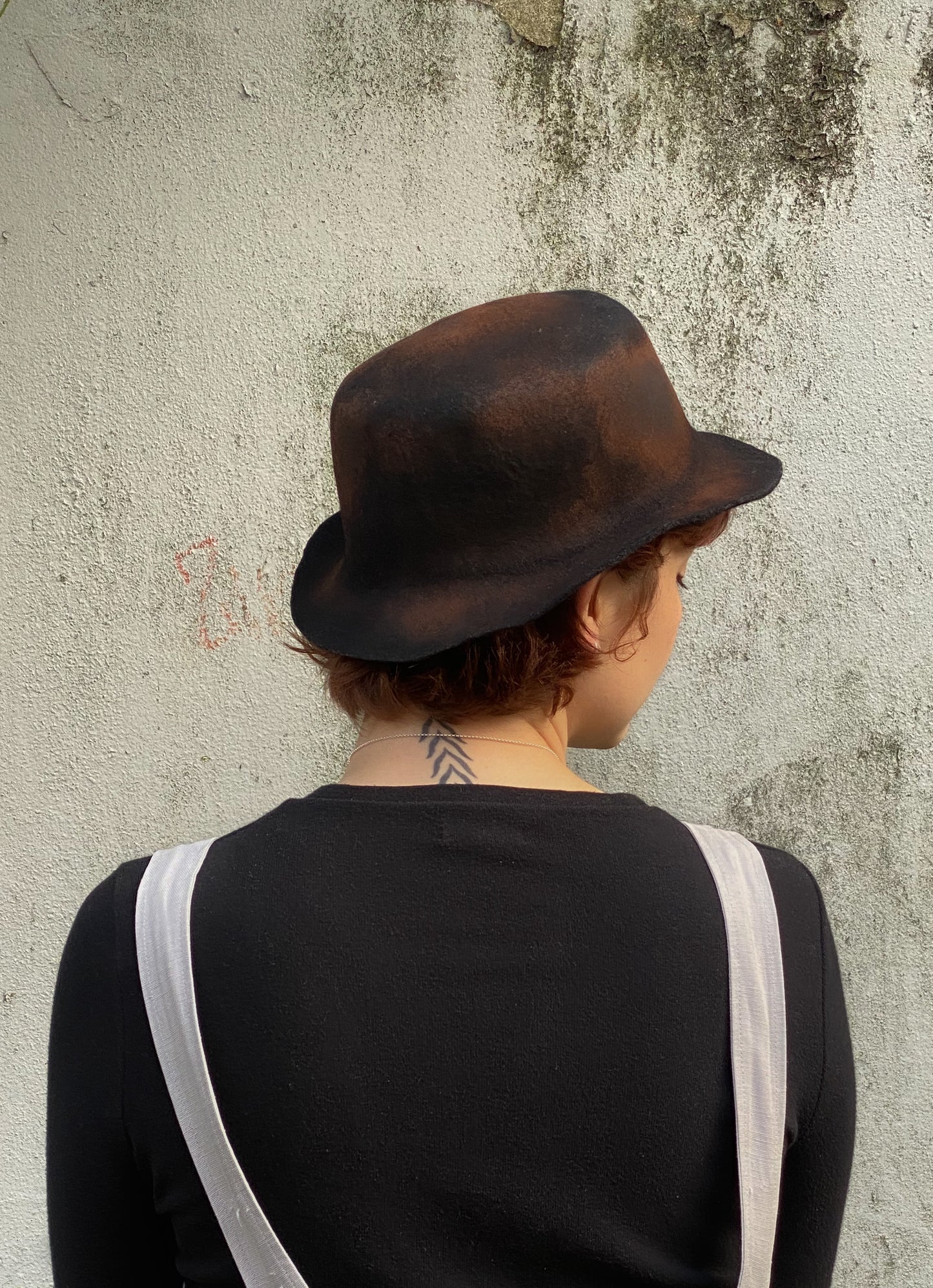 Boater hat, distressed-  Tomoko Tahara millinery works