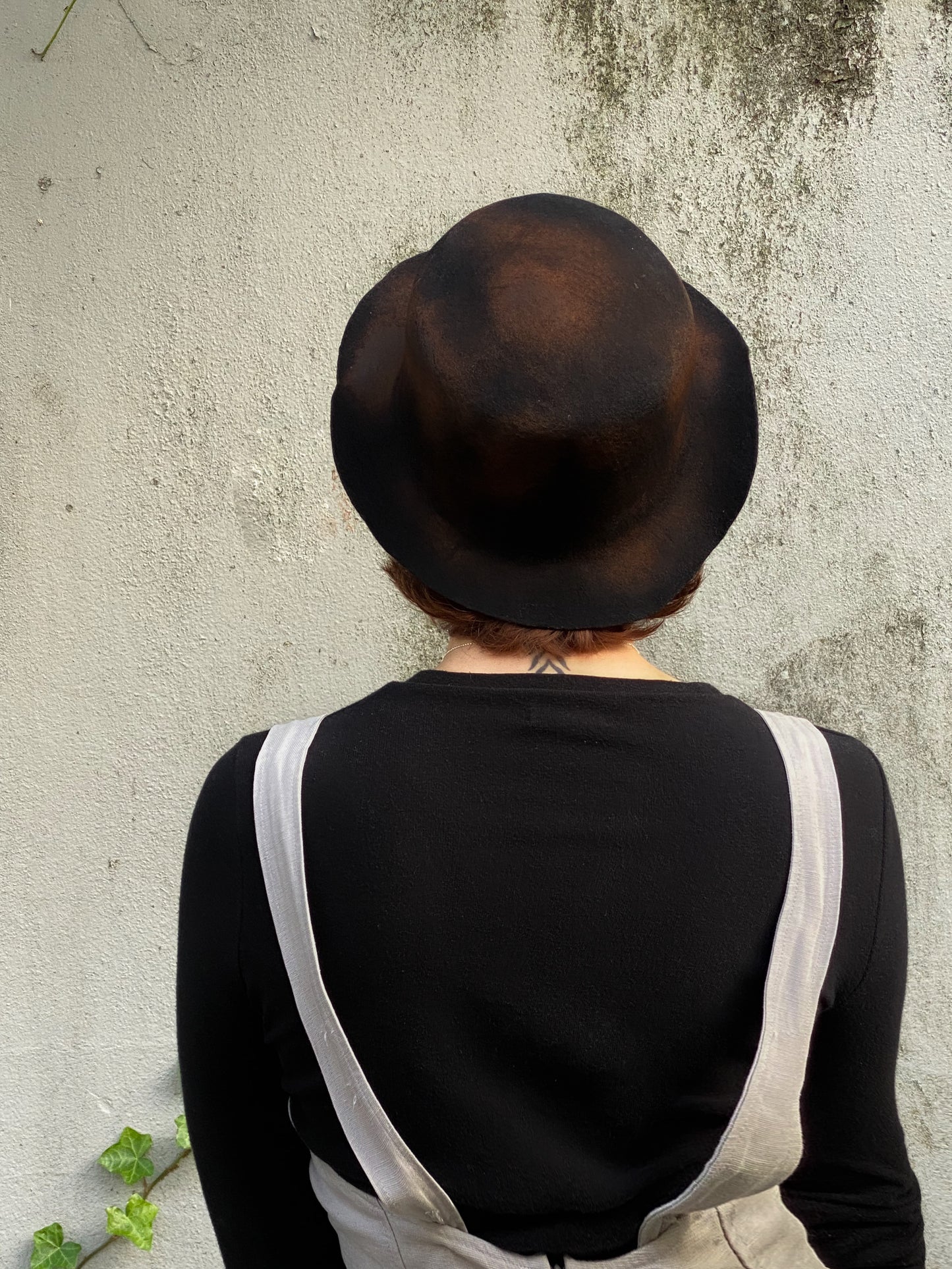 Boater hat, distressed-  Tomoko Tahara millinery works