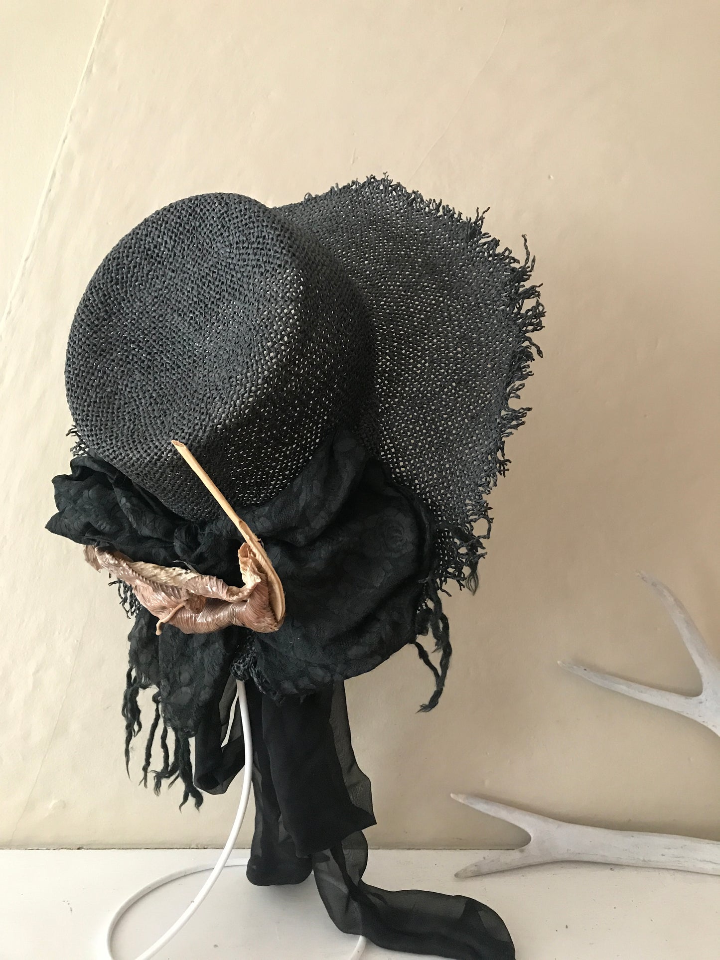 Black mesh hat - Raven - Tomoko Tahara millinery works