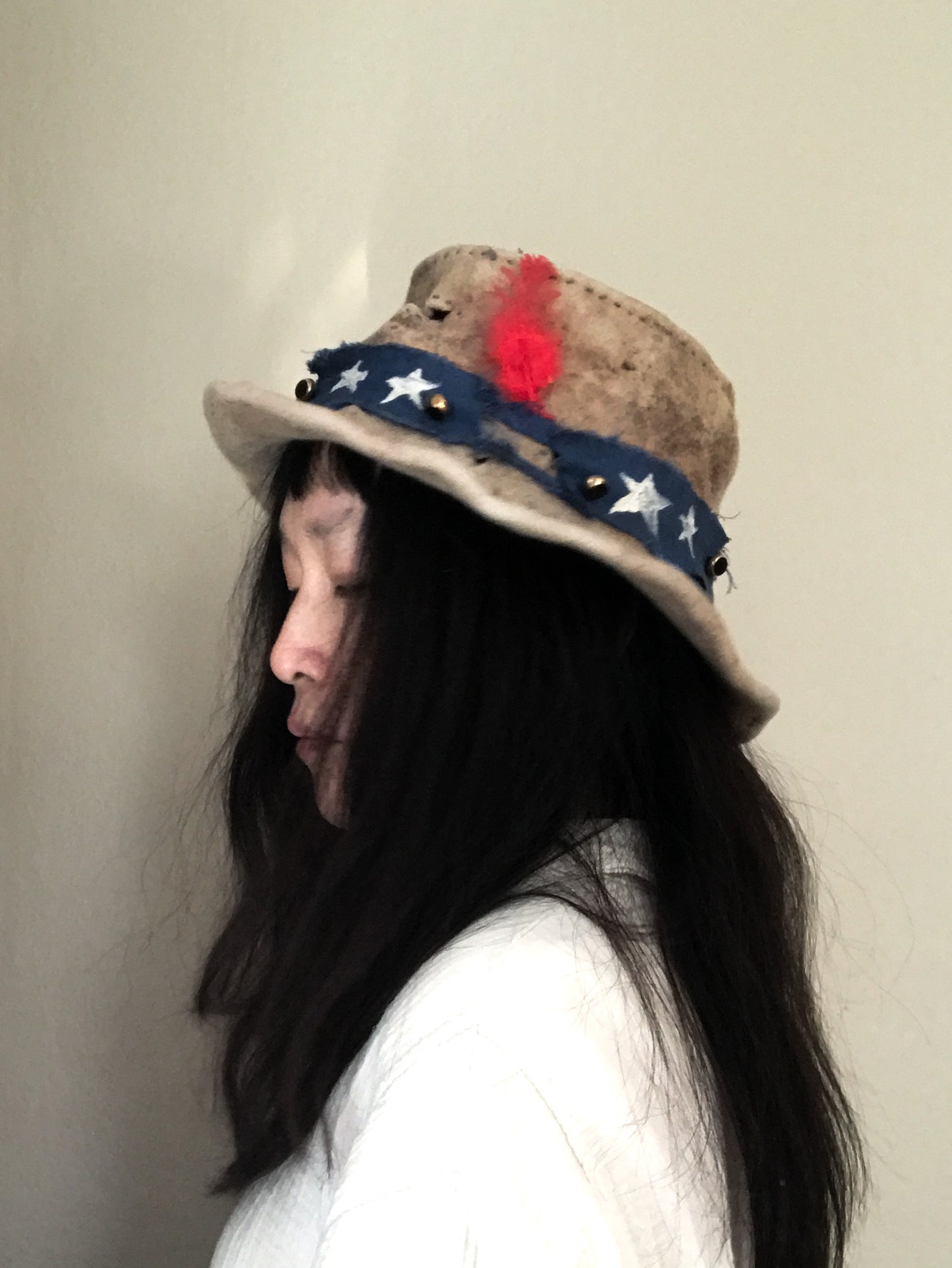 Weathered fur felt bucket hat, mud aged - Speculator- Tomoko Tahara millinery works