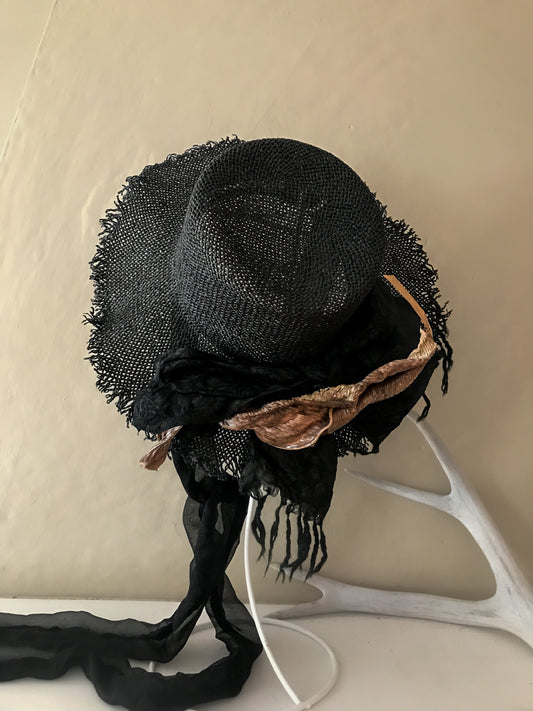 Black mesh hat - Raven - Tomoko Tahara millinery works