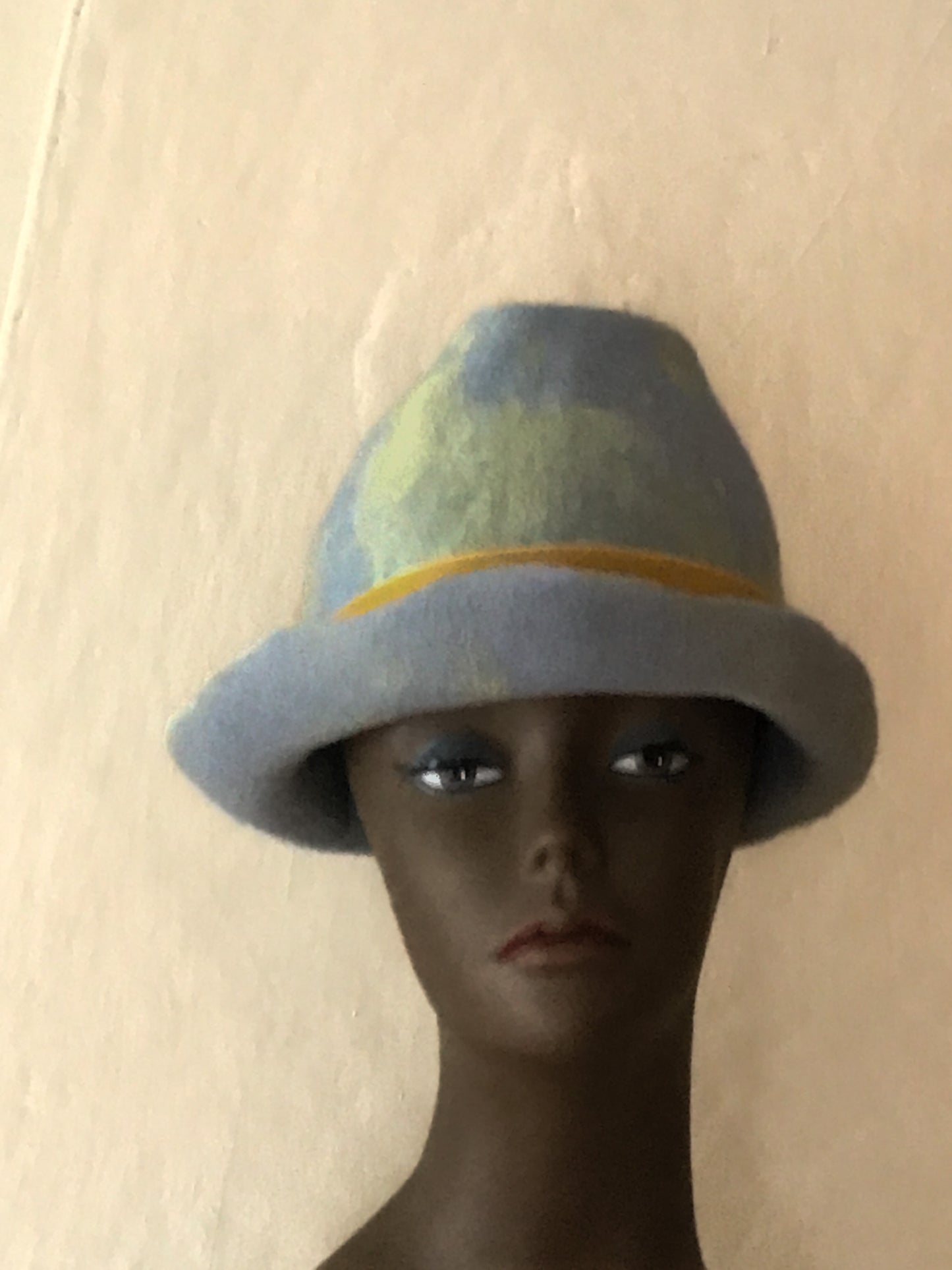 Distressed fur felt asymmetrical style hat - Smog- Tomoko Tahara millinery works