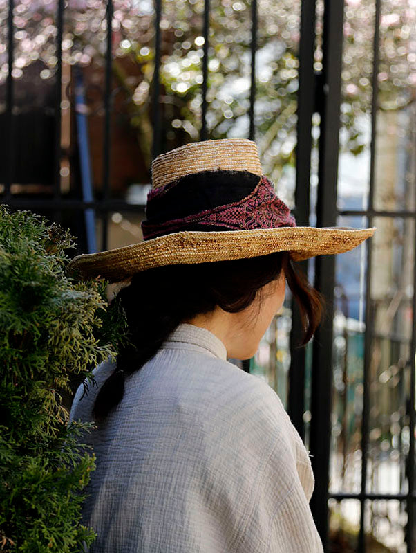 Distressed Italian straw hat - Tomoko Tahara millinery works