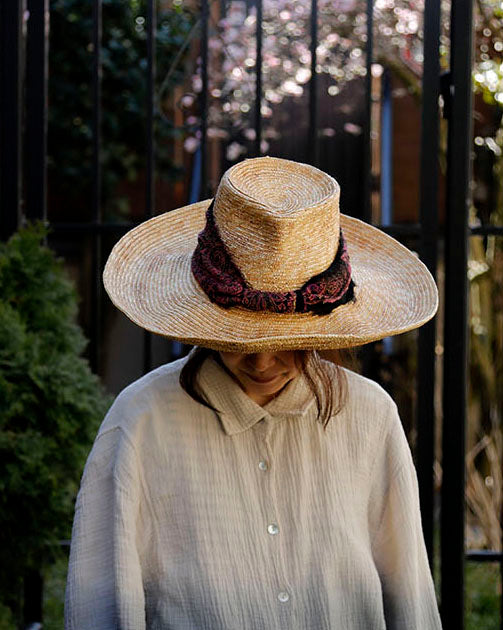 Distressed Italian straw hat - Tomoko Tahara millinery works