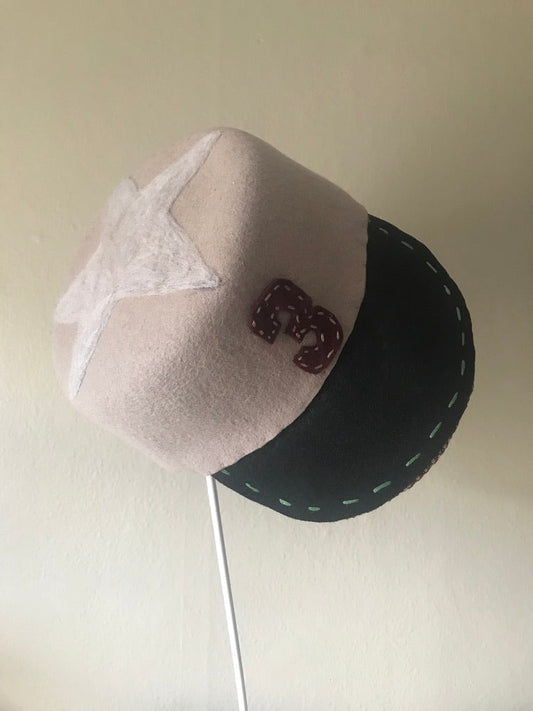Fur felt baseball cap - Lucky star - Old time baseball hat inspired - Tomoko Tahara millinery works
