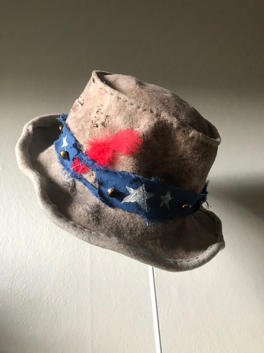 Weathered fur felt bucket hat, mud aged - Speculator- Tomoko Tahara millinery works
